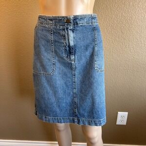 Vintage 90s Jones New York Jeans Denim Midi Skirt Size 10 Y2K Cargo Utility